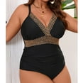 thumbnail image 6 of Ailaofu Women's Plus Size One Piece Swimsuit Ribbed Knit Patchwork Ruched Beachwear, 6 of 7