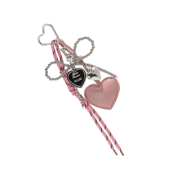 Y2K Inspired Pearls Bowknot Keychain PU1eatherBraided Rope Bag Pendant Charm