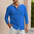 thumbnail image 3 of QSXADF Men's Shirt Jacket Casual Hooded Long Sleeve Button Down Pocketed Relaxed Coat, 3 of 6
