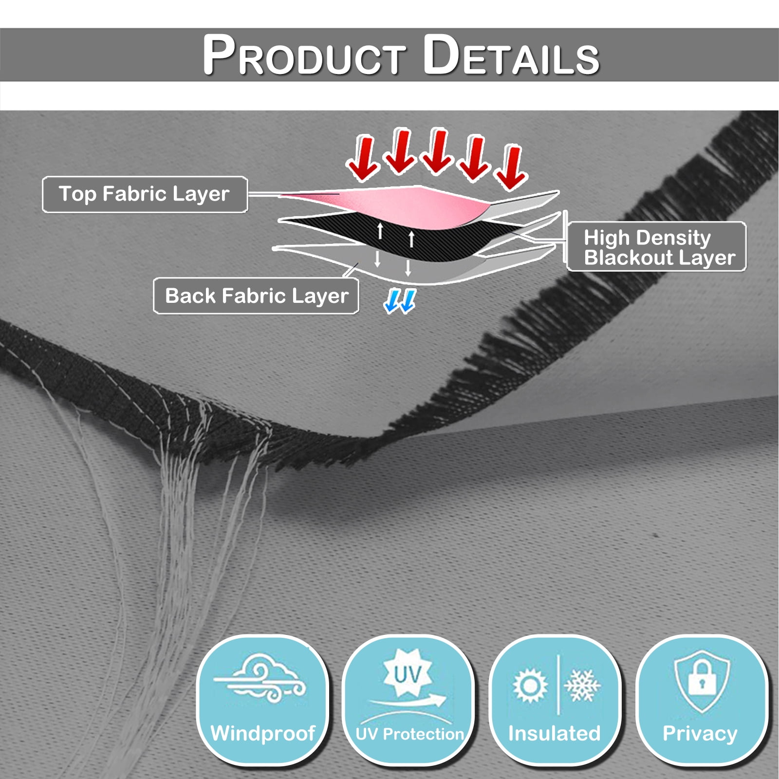 DONGPAI Extra Wide Outdoor Curtain for Patio Waterproof, Detachable Sticky Tab Top Thermal Insulated Privacy Outdoor Dividers for Porch, 1 Panel, 100''x 84'', Gray
