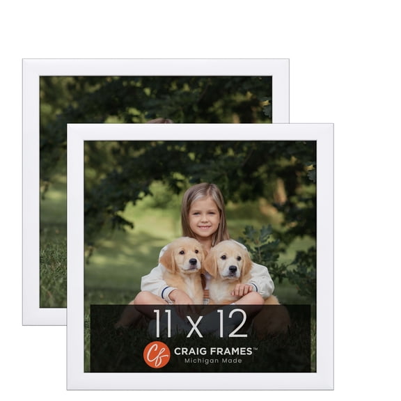 Craig Frames Contemporary Picture Frame, 11x12 Inch, White, Set of 2