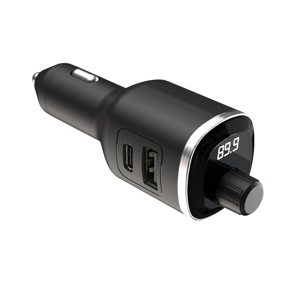 Scosche BTFM8-SP Bluetooth FM Transmitter Dual 12W USB-C and USB-A Charging Ports Black