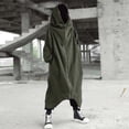thumbnail image 2 of MIASHUI Men's Solid Color Dark Style Full Zip Up Hooded Jacket Casual Stand Collar Long Sleeve Outerwear Green,XXXXXL, 2 of 7