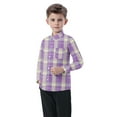 thumbnail image 4 of Hduncf Baby Boys Girls Plaid Flannel Shirts Long Sleeve Lapel Button Down Shirt Jacket Tops for Kids 6M - 8Y Purple#1 3 Years, 4 of 7