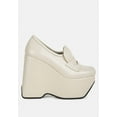 thumbnail image 2 of GILLIAM Beige High Platform Wedge Loafers, 2 of 6