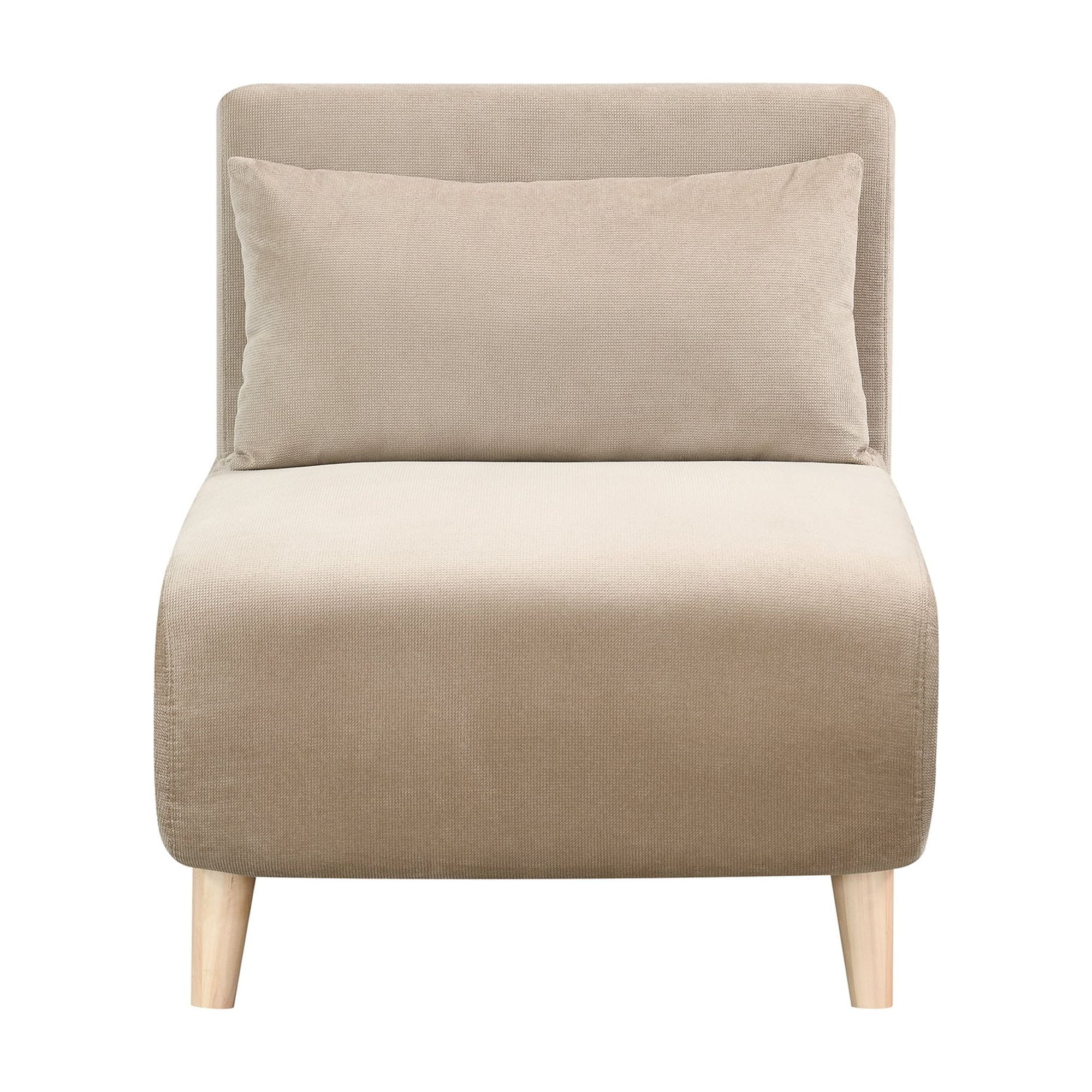 AC Pacific Folding Upholstered Dane Armless Sleeper Chair, Sand