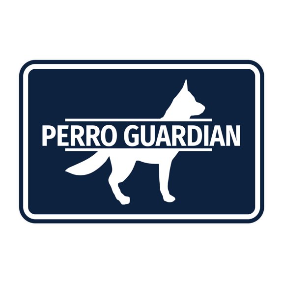 Signs ByLITA Classic Framed Perro Guardian Graphic Spanish Security Sign (Navy Blue / White) - Large
