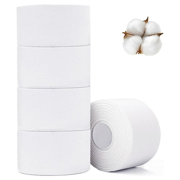 Triani 5 Roll White Sports Tape 32.8Ft *1.5 Inch Easy Tear Sports Tape with Serrated Edges for Wrist Finger Ankle Turf Football