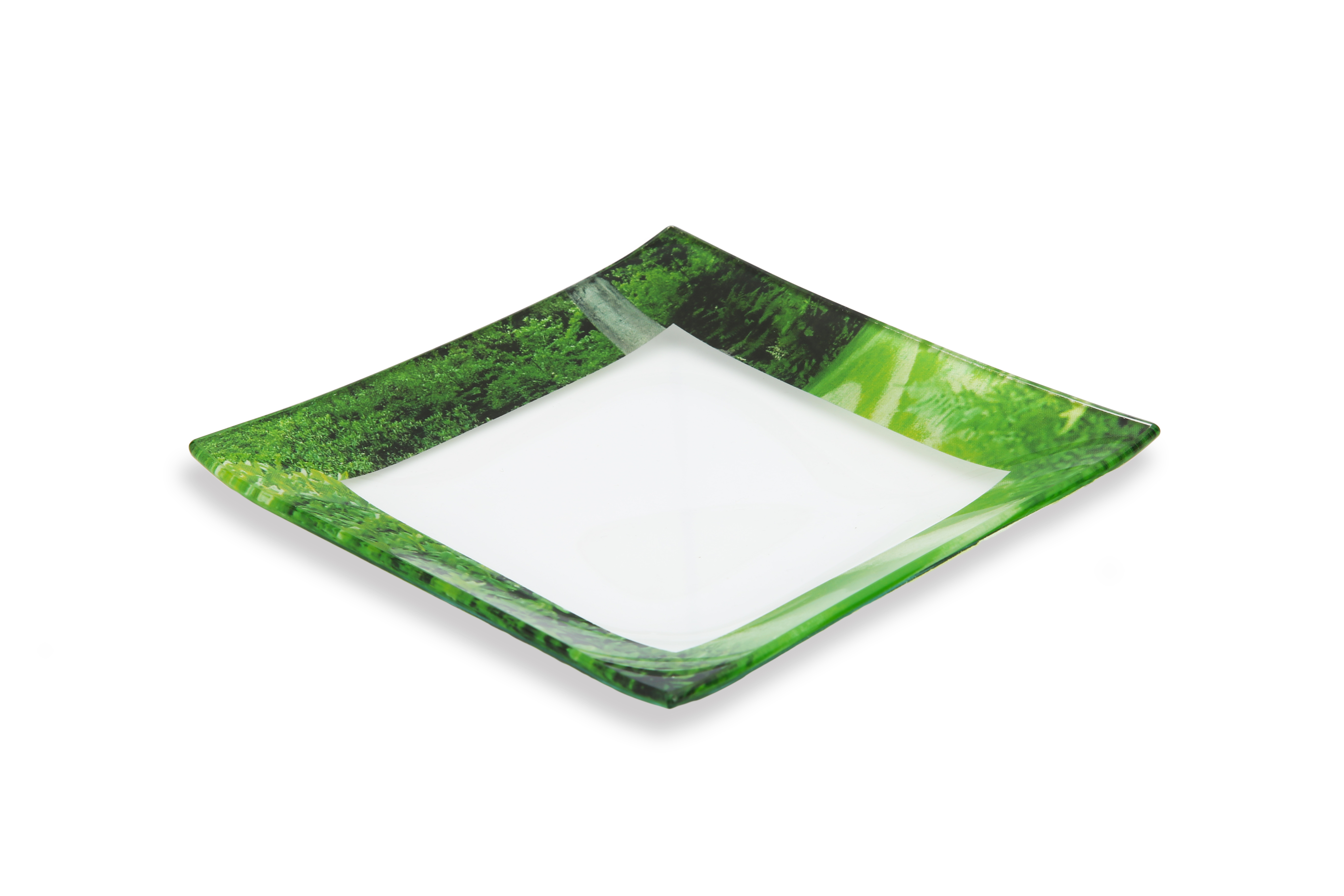GAC Unique Landscape Design Square Tempered Glass Dessert Plates 6