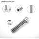 thumbnail image 2 of Tornillos de cabeza de enchufe 60 M6, juego de pernos y tuercas 304 Ss, 6mm X 10/12/16/20/25 / 30mm brand modelStyleType, 2 of 2
