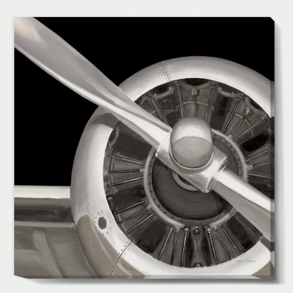 Designart 'Travel by Air Grey Plane' Vintage Transportation Premium Canvas Wall Art