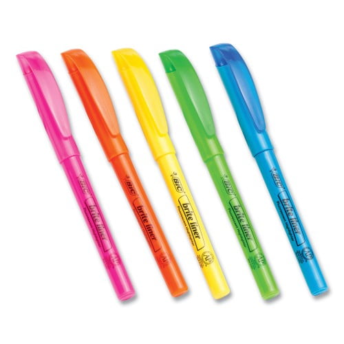 New BIC Brite Liner Highlighter, Chisel Tip, Assorted Colors, 24/Set,Each