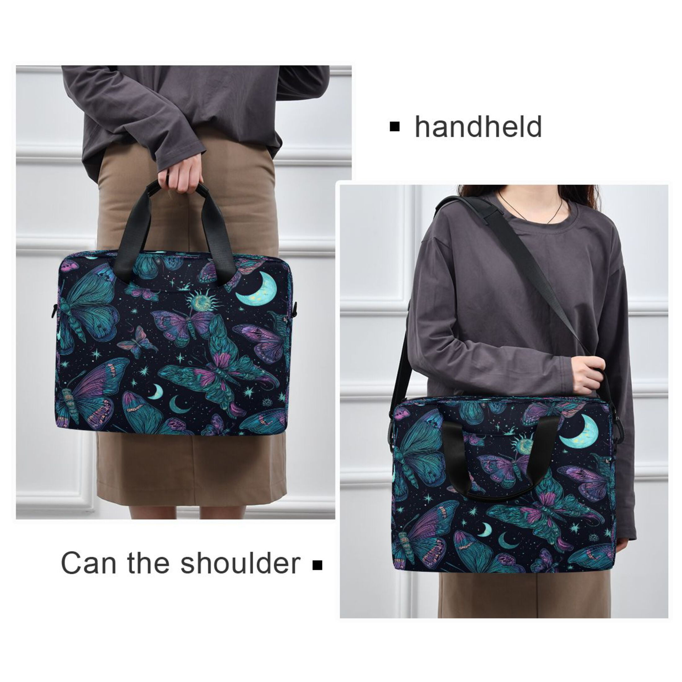 Laptop Bag Laptop Briefcase 15.7 x 3 x 11.8 Inches Laptop Bag Briefcases Laptop Storage Travel Laptop Bag Work Laptop Bag Green Butterfly