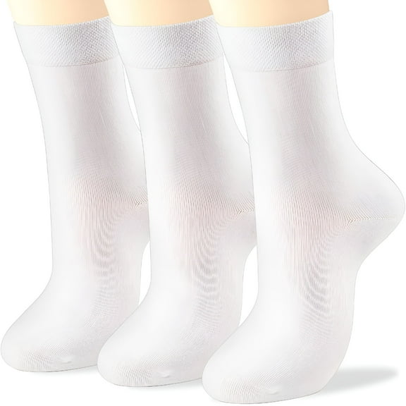 TELOLY Soft Combed Cotton Trouser Dress Socks for Women, Black, Gray, Navy Blue, 3 Pack