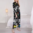 thumbnail image 3 of Pofeuu I Love With Autism To The Moon And Back Print Womens Pajamas Set Long Sleeve Sleepwear Button Down Nightwear Soft Pj Lounge Sets Button Down Pajamas Women-XX-Large, 3 of 7