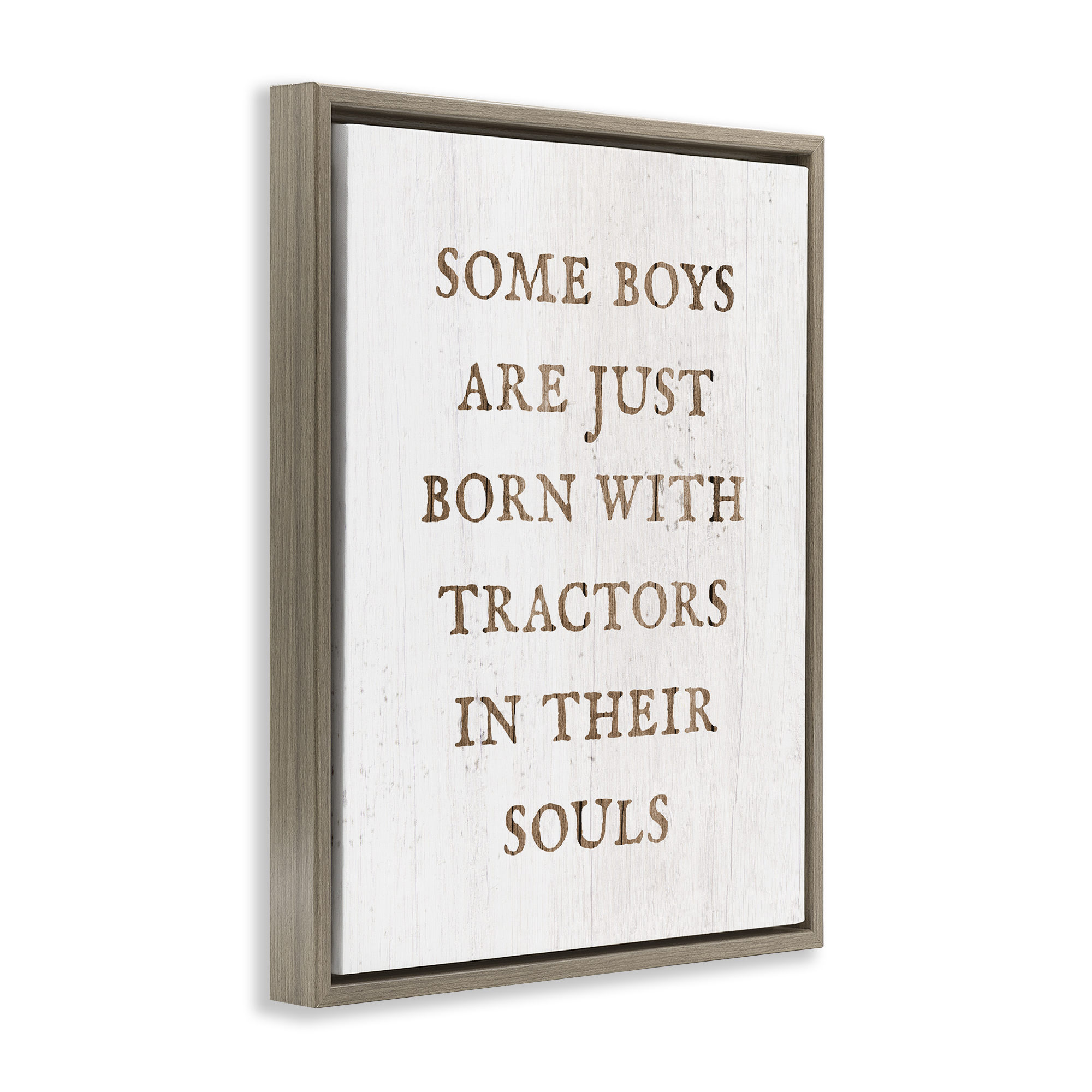 Stupell Industries Tractors In Their Souls Typography Painting Brown Floater Framed Canvas Art Print Wall Art, 17 x 21