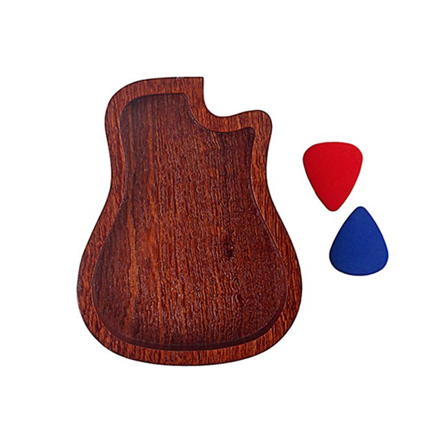 MasteelfCA Guitar Pick and Container Set Wooden Guitar Picks Plectrum Holder Storage Box Holder with 2pcs Picks Guitar Bass Gift ( )