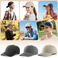 thumbnail image 4 of Bocaoying 3 Pcs Washed Cotton Baseball Caps for Men Women, Breathable Retro Adjustable Dad Hats with Crown, Curved Brim Ball Caps for Running, Outdoor, Daily Casual Wear, Dark Light Grey/Beige, 4 of 8