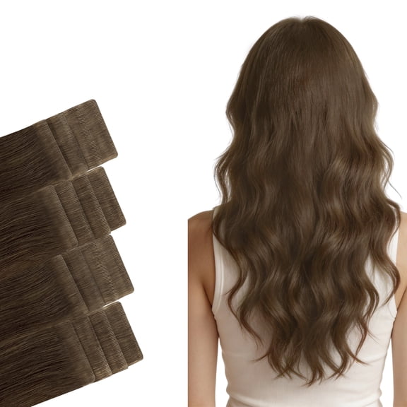 Vlasy Tape In Human Hair Extensions 16Inches Human Hair Tape-In Extensions Invisible Tape-In Hair Extensions PU Skin Seamless Tape-In 16 Pieces #4