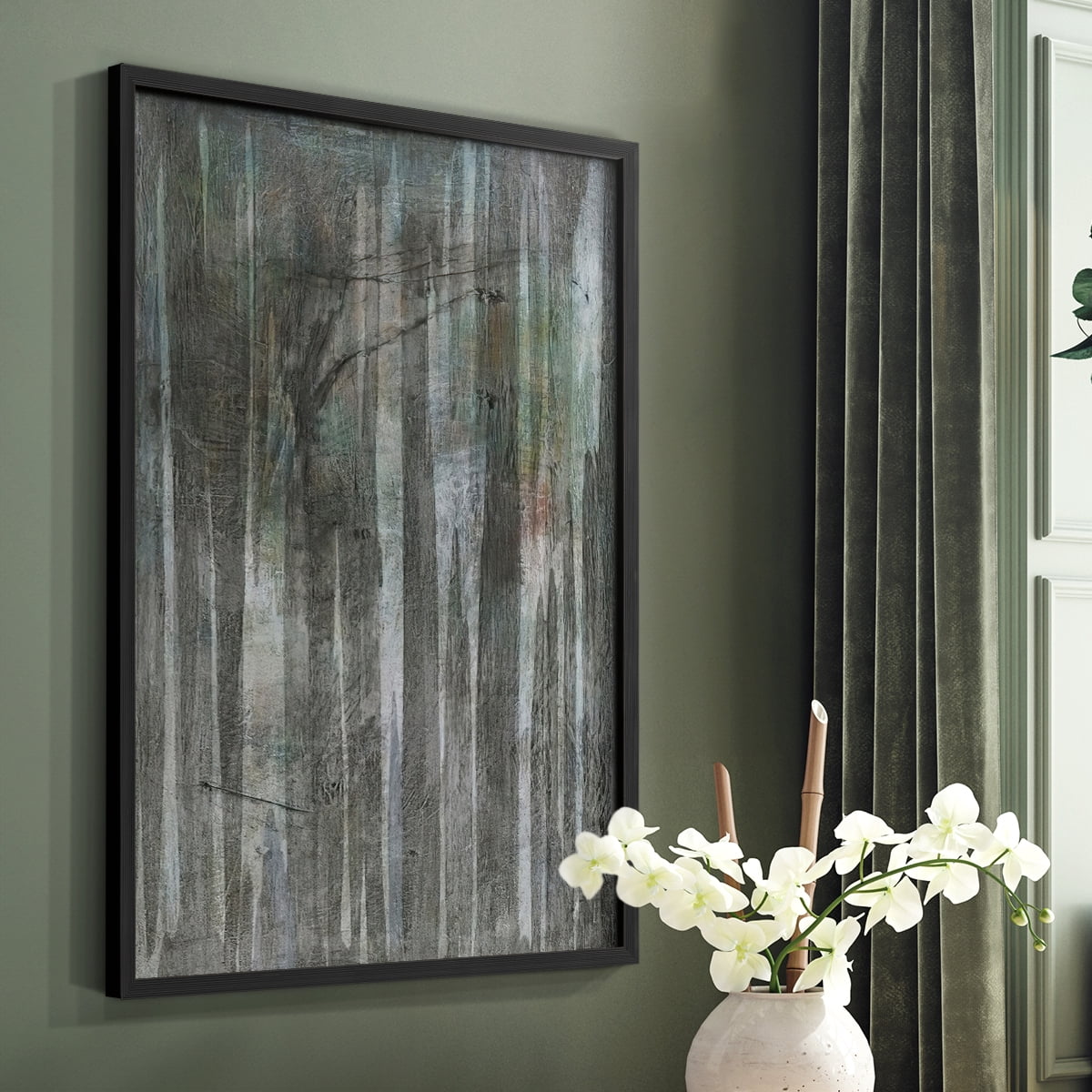 Birch Forest Abstracts II Framed Print in Black Solid Wood Framed Print No Nail Hanging