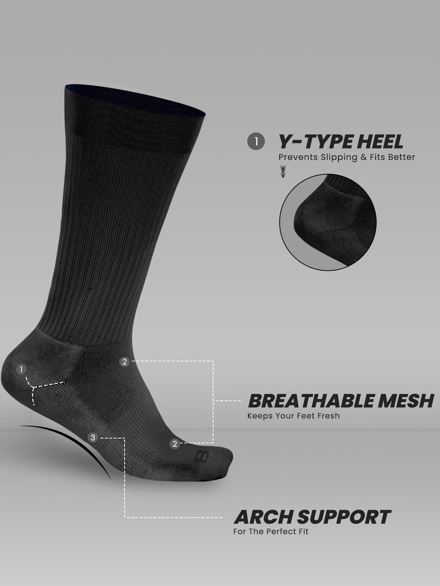 Layer 8 Cushioned Crew Socks for Men Breathable Athletic Socks with Moisture-Wicking Quick Dry Fiber, 12 Pairs, Black