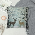 thumbnail image 2 of GOSMITH  Christmas Decorative Square Pillow Case Covers Closing for Home Sofa Decor Pillowcse Throw Cover Cushion,Landscape Deers Snow Tree,Ivory Gold, 2 of 5