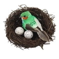 thumbnail image 4 of Pájaro con plumas artificiales con de pájaros y estatuilla de huevo de pájaros Estatua de animal para decoración interior y exterior, 4 of 9