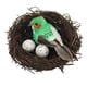 thumbnail image 4 of Conjunto de Estatuas Al de Jardín de Pájaros, de Pájaros Y Huevos de Pájaros con Plumas Artificiales, 4 of 9