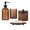 Brown, variant on 4PCs Heavy Weight Decent Glass Bathroom Accessories Set with Decorative Pressed Pattern - Includes Hand Soap Dispenser & Tumbler & Soap Dish & Toothbrush Holder