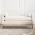 thumbnail image 2 of Ottoman with Bolster Pillows & Wood Legs, Upholstered Bench, Elegant Indoor Bench, Entry Bench, 53.5"W Ottoman Bench for End of Bed, Bedroom, Living Room, Entryway, Ivory, 2 of 6