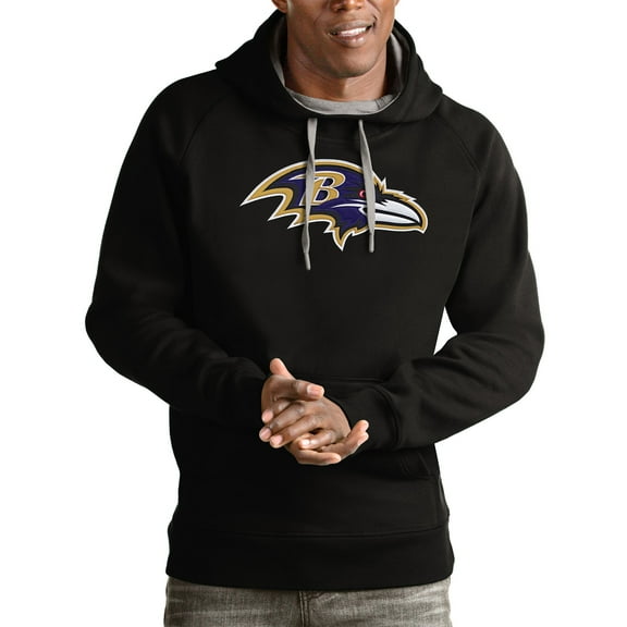 Men's Antigua Black Baltimore Ravens Victory Pullover Hoodie
