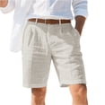 thumbnail image 2 of Nestiefly Mens Linen Cargo Shorts Summer Casual Loose Elastic Waist Drawstring Lightweight Beach Vacation Shorts with Pockets Light Gray 3XL, 2 of 4