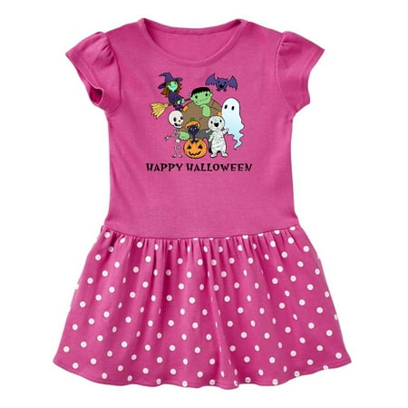 

Inktastic Happy Halloween Cute Trick or Treat Monsters Gift Baby Girl Dress