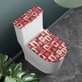 thumbnail image 2 of HELLHERO 2 Piece Set Bathroom Toilet Cover Set for Bathroom Supplies Christmas Element Patchwork Design Elastic Edge Toilet Lid Covers Stretch, 2 of 8