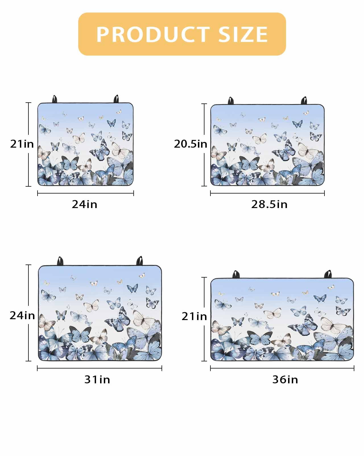 Large Induction Cooktop Protector Mat Blue Butterflies Stove Top Covers for Electric Stove, Elegant Pastoral Watercolor Decorative Stove Burner Cover Mats, Glass Top Stove Cover