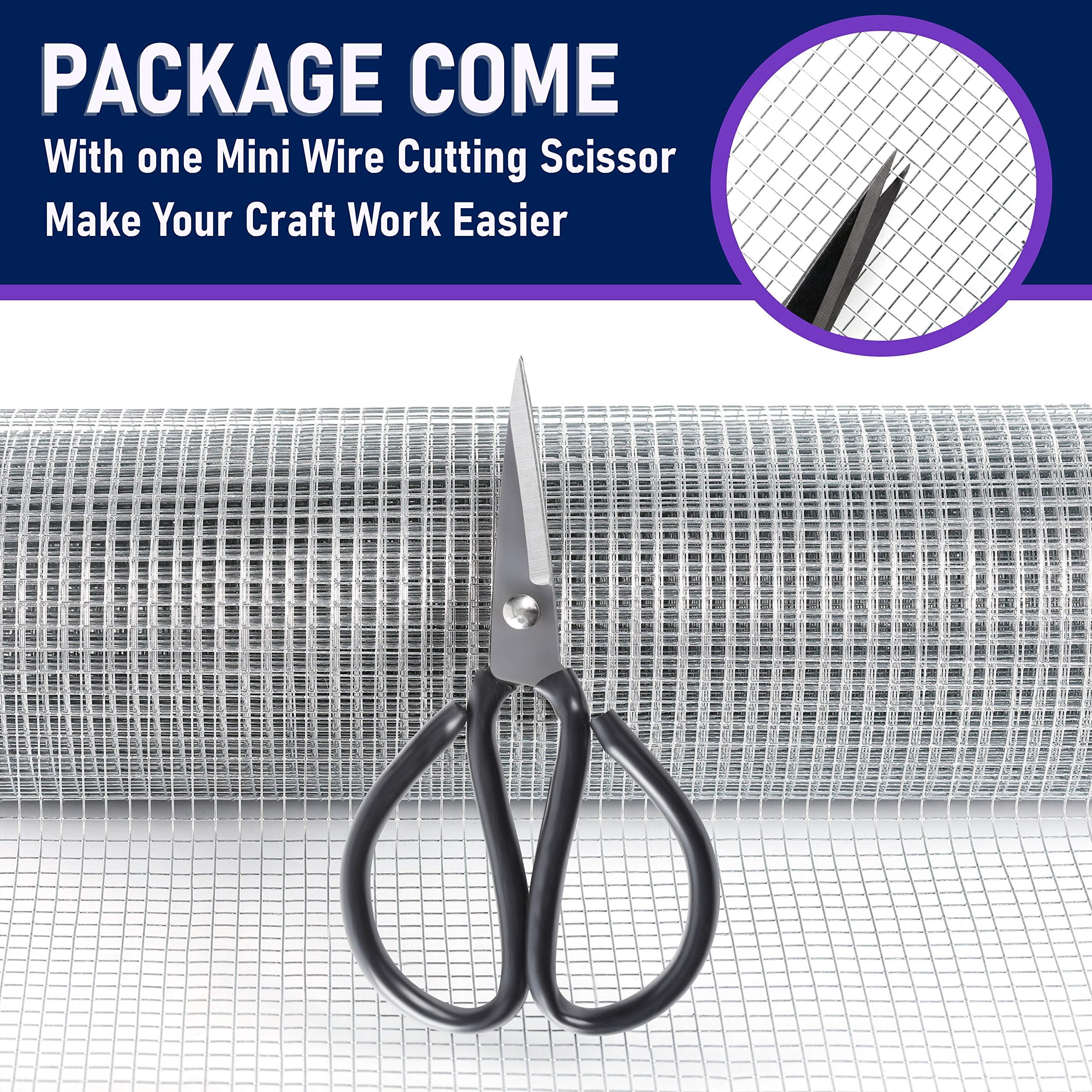 MAPORCH, Hardware Cloth & Scissors, 1/4 inch Galvanized Mesh, 18 Gauge, New, 1 Pack, 16" x 15ft