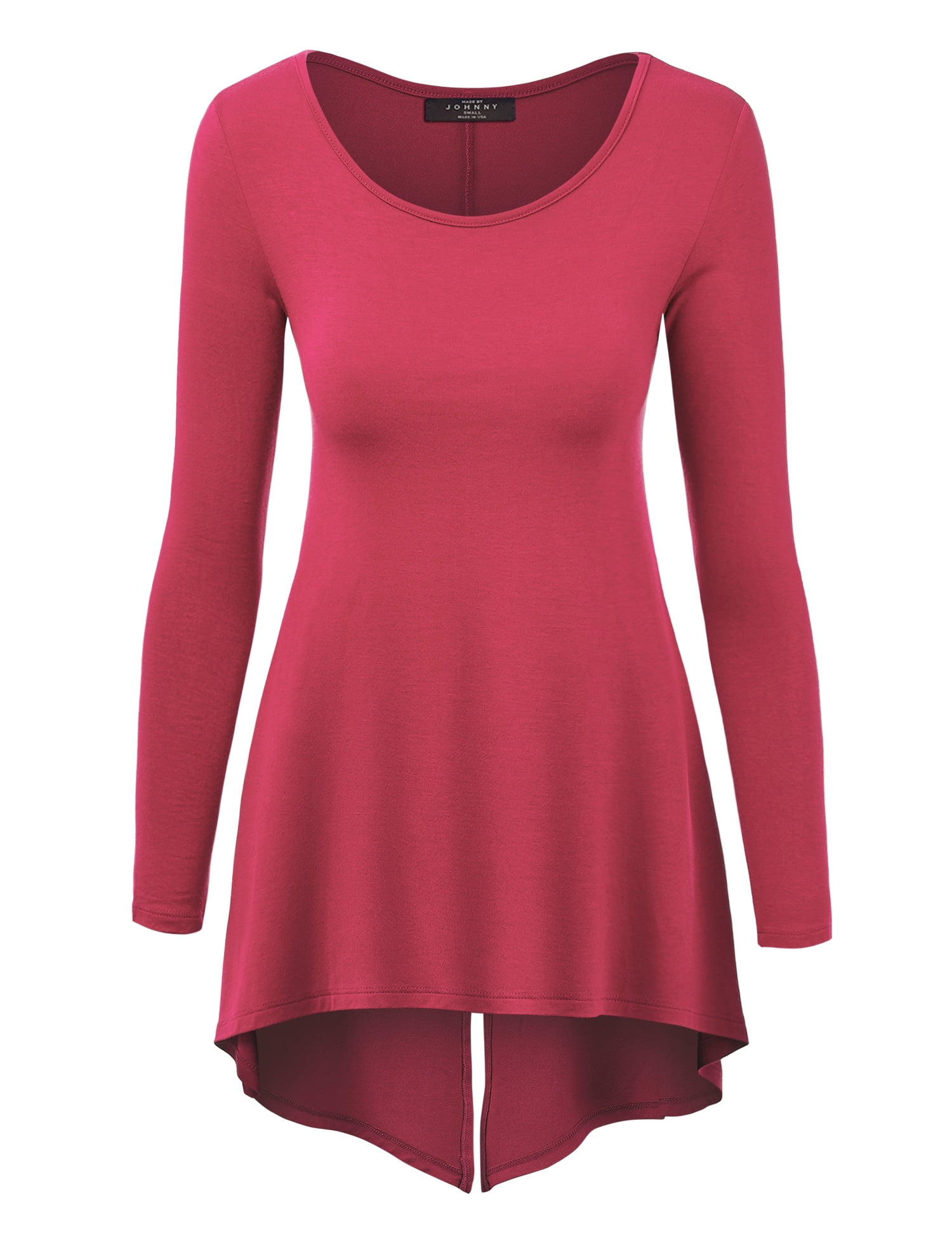 Made by Johnny - MBJ WT1172 Womens Round Neck Long Sleeve Tunic with ...