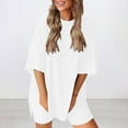 thumbnail image 4 of Women's 2 Piece Sets Oversized T Shirts Biker Shorts Two Piece Lounge Set Matching Clothing Athletic Travel Outfits, 4 of 8