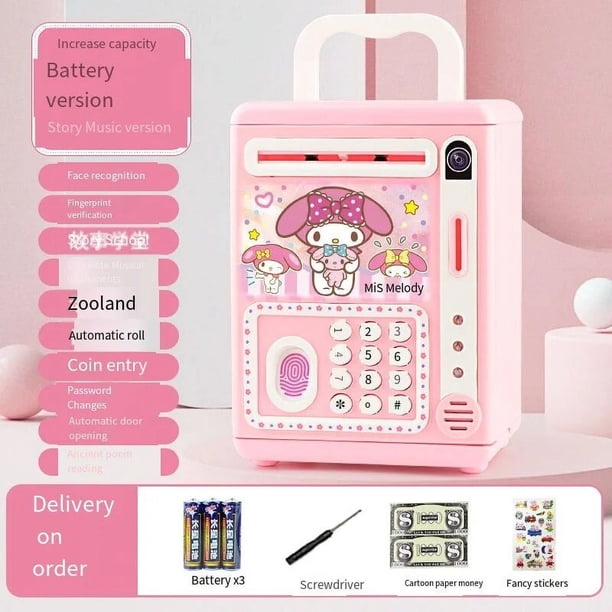 Pikachu Sanrio Cinnamoroll Kuromi hucha niños contraseña caja Kawaii creatividad desbloqueo facial multifunción para niños juguete regalo