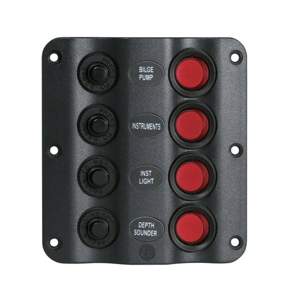 MARINE BOAT SPLASHPROOF WAVE DESIGN SWITCH PANEL UL LED INDICATOR