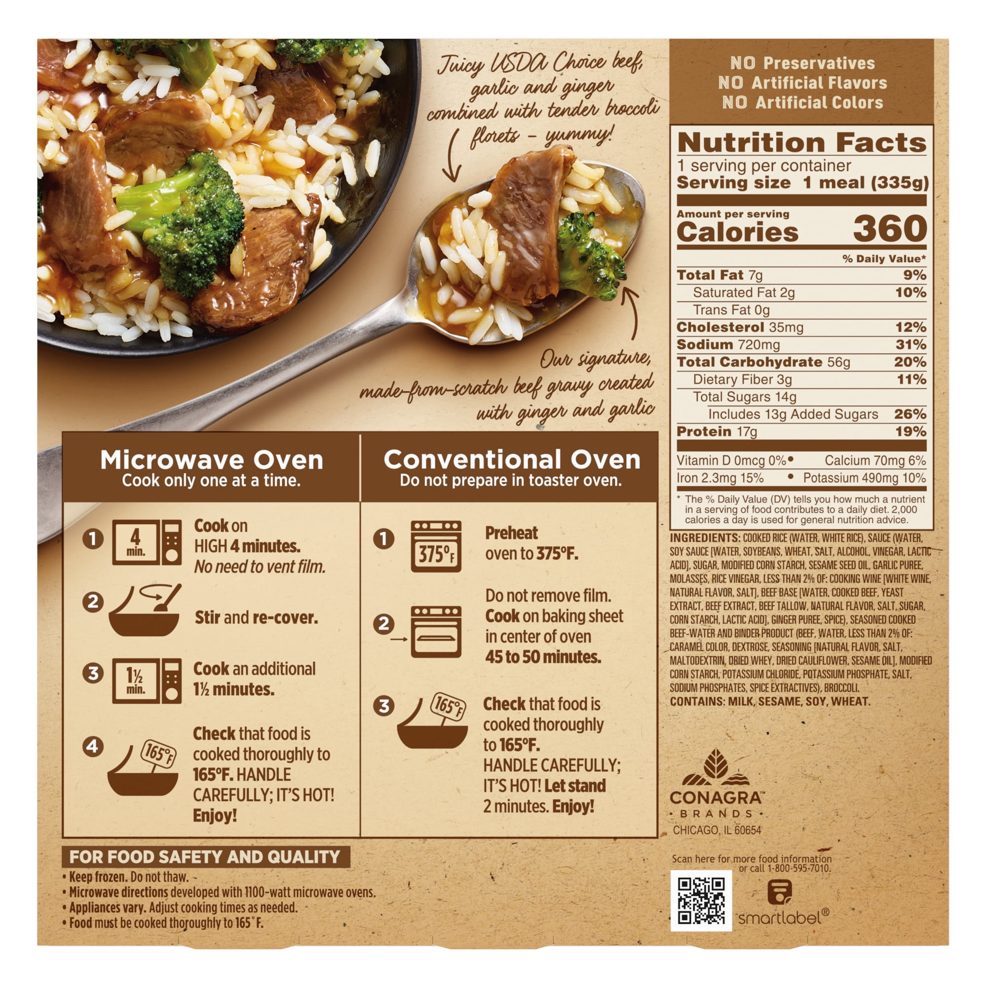 Marie Callender's Tender Ginger Beef & Broccoli, Frozen Meal, 11.8 oz. Bowl