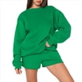 thumbnail image 2 of Suéteres de Cuello Redondo de de Gran Tamaño para Mujer, Tops Bonitos para Otoño e Invierno, Ropa Preppy para Chicas Adolescentes Verde XL, 2 of 9