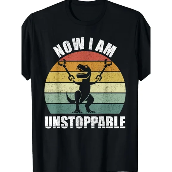 ANUNSHIRT [Casual Outing] Men'S Retro "Now I Am Unstoppable" T-Rex Graphic T-Shirt Unisex S-5XL Hot Trending Shirt, Vintage Birthday Gift