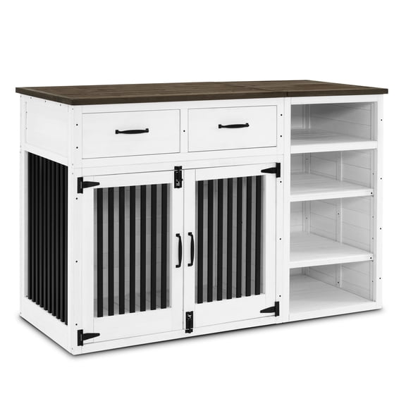 MCombo Wooden Dog Crate Furniture, Indoor Dog Kennel Pet House Storage Cabinet with Adjustable Shelf for Medium Dogs, 1775