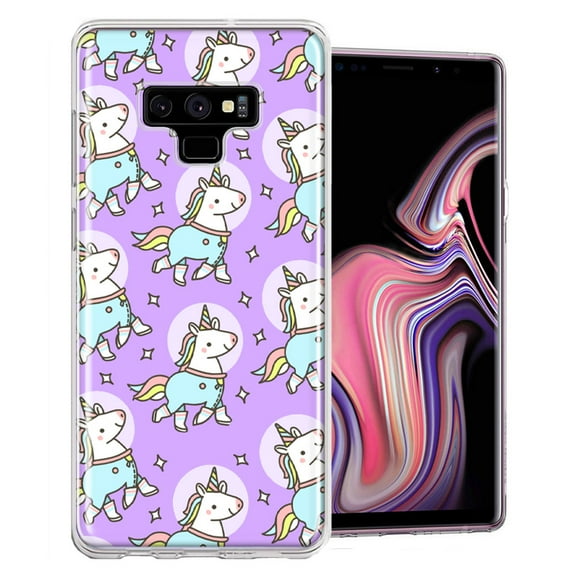 MUNDAZE For Samsung Galaxy Note 9 Cute Unicorns Purple Design Double Layer Phone Case Cover