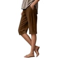 thumbnail image 2 of Capri Pants for Women 2025 Summer Elastic Waist Straight Leg Loose Linen Capris with Pockets Womens Cropped Pants, 2 of 7