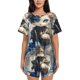 thumbnail image 1 of Fotbe Exotic Blue Cat Conjunto de Pijama Estampado para Mujer, 2 Piezas, Ropa de Dormir con Camiseta de Manga Corta y Shorts Suaves-3X-Large, 1 of 6