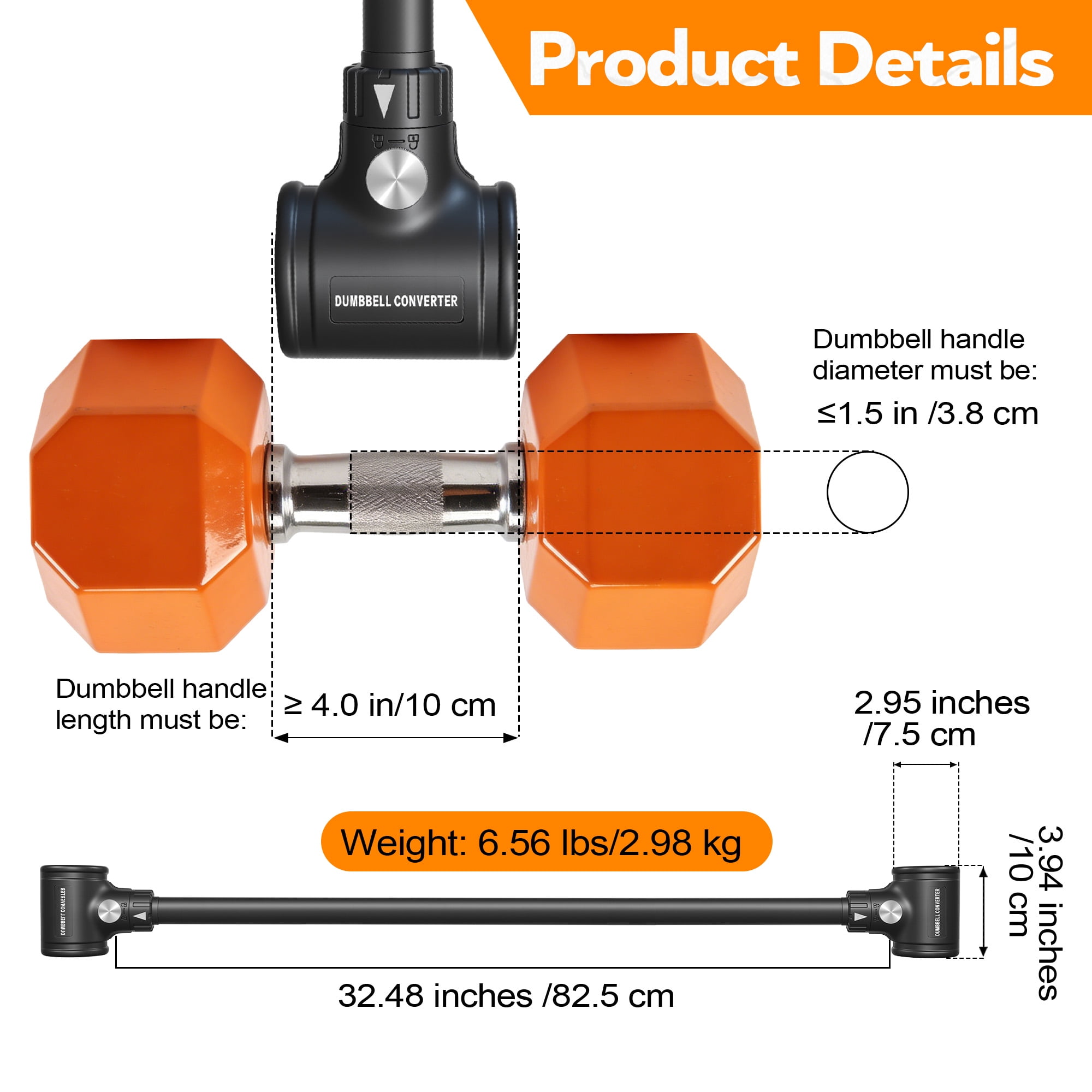WOOTMIN Converter Adjustable Dumbbell to Barbell, 200 lb