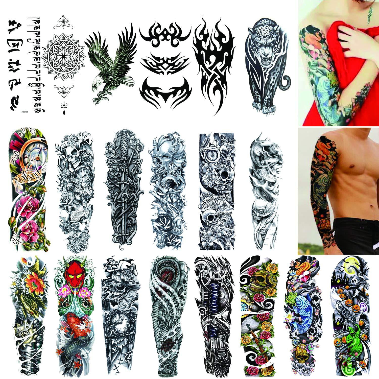 Full Arm Temporary Tattoos 20 Sheets,Tattoo Sleeves for Men and Women ...