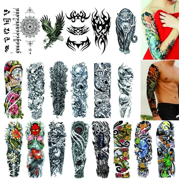 Full Arm Temporary Tattoos Sheets Tattoo Sleeves For Men And Women Waterproof Fashion Removable Extra Large Temporary Tattoos Stickers Pattern 1 Walmart Com